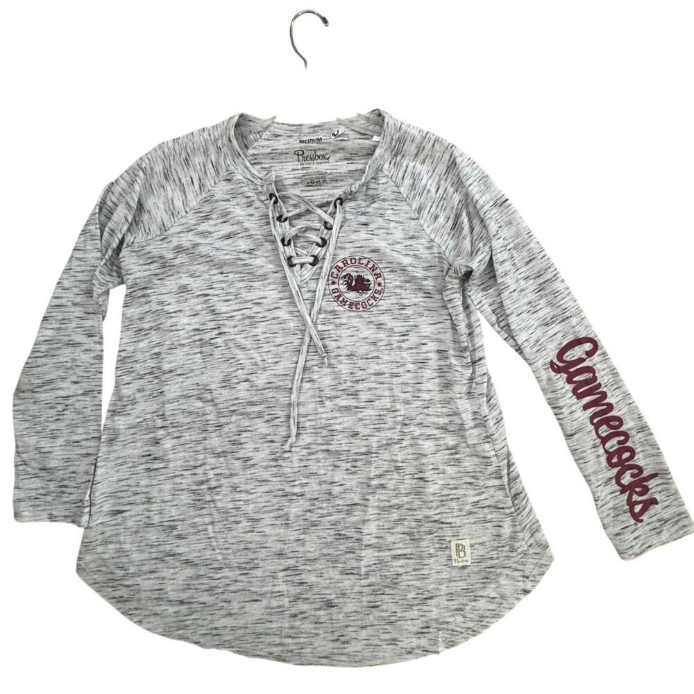 South Carolina Gamecocks Lace-Up Long Sleeve Top Women’s M Gray